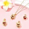 4Pcs 4 Styles Brass & Glass Pendants KK-FS0001-83-8