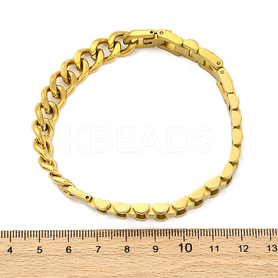 304 Stainless Steel Cuban Link & Panther chain Bracelets for Women Men BJEW-R018-11G-1