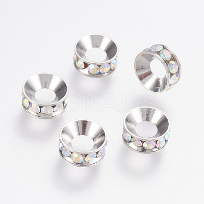 Brass Rhinestone Spacer Beads RB-E511-18-1