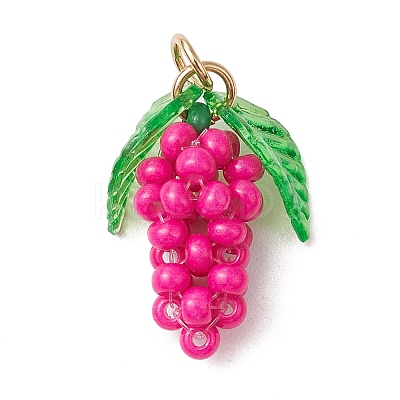 Glass Seed Beaded Grape Pendants PALLOY-MZ00467-1