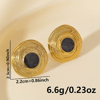 304 Stainless Steel Flat Round Stud Earrings DV1097-3-1