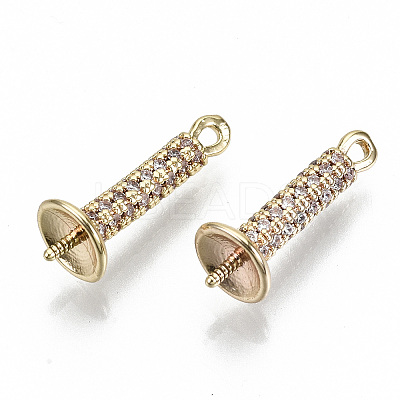 Brass Micro Pave Clear Cubic Zirconia Peg Bails Pendants KK-N231-164-NF-1