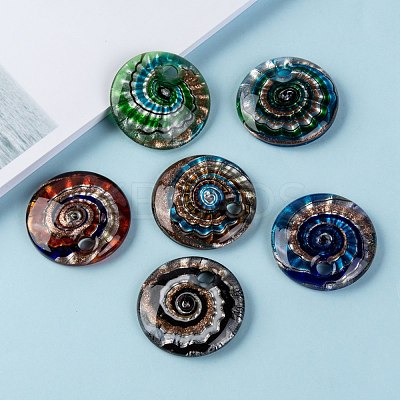 Handmade Silver Foil Lampwork Pendants FOIL-S116-1-B-1