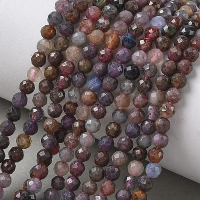 Natural Red Corundum/Ruby and Sapphire Beads Strands X-G-L651-C01-4mm-1