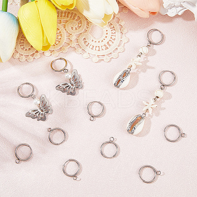 12Pcs 201 Stainless Steel Huggie Hoop Earring Findings STAS-SC0010-30P-1
