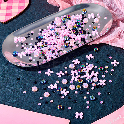 5 Styels Transparent Flat Back Resin Rhinestone Cabochons & Opaque Resin Decoden Cabochons FIND-TA0005-52-1