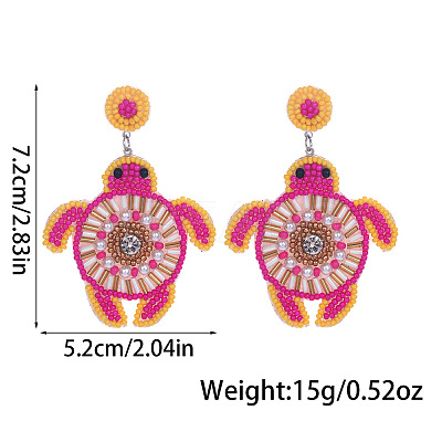 Bohemian Glass Seed Beaded & Non-woven Fabrics Dangle Stud Earrings FS-WG810D5-02-1