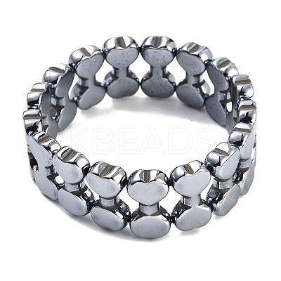 Terahertz Stone Heart Beaded Double Layer Stretch Bracelets for Women Men G-P545-D01-P-1