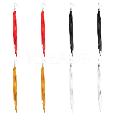 4 Pairs 4 Colors Faux Suede Tassel Earrings EJEW-FI0003-10-1