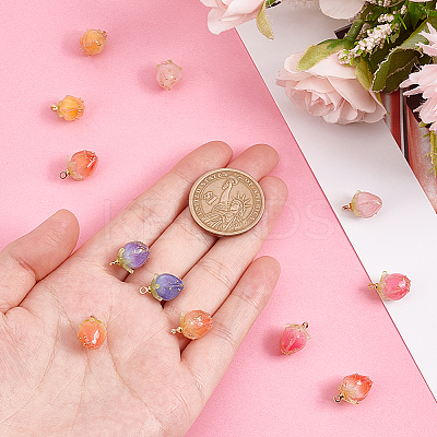 12Pcs 6 Colors Opaque Acrylic Charms MACR-OC0001-17-1