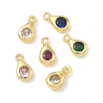 Brass Micro Pave Cubic Zirconia Charms KK-G548-20G-1