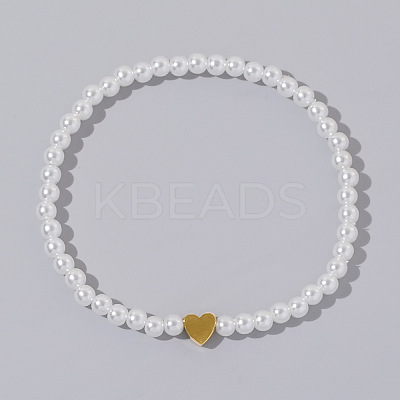 Heart Fashionable Imitation Pearl Bead Stretch Bracelets for Women BC8772-3-1