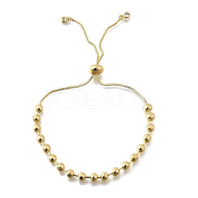 Brass Round Beads Slider Bracelets for Women BJEW-D317-13C-G-1