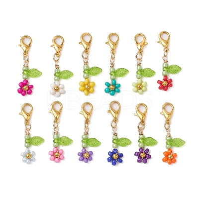 Acrylic Flower Pendant Decorations HJEW-MZ00086-1