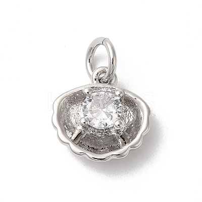 Rack Plating Brass Clear Cubic Zirconia Charms KK-Z056-29P-1