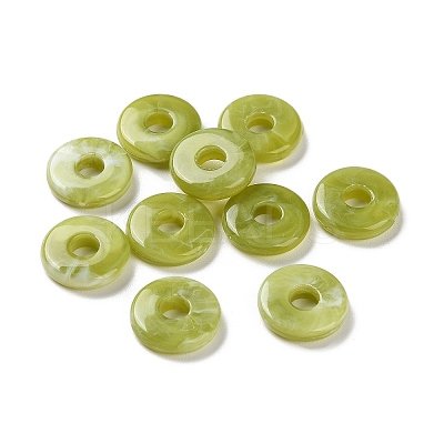Resin Imitation Gemstone Donut/Pi Disc Charms RESI-A035-04-1