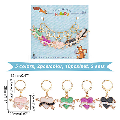 Alloy Enamel Pendant Stitch Markers HJEW-AB00262-1