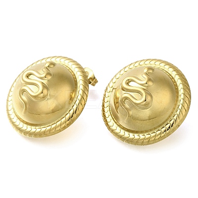 Ion Plating(IP) 304 Stainless Steel Flat Round with Snake Stud Earrings EJEW-I312-07G-1
