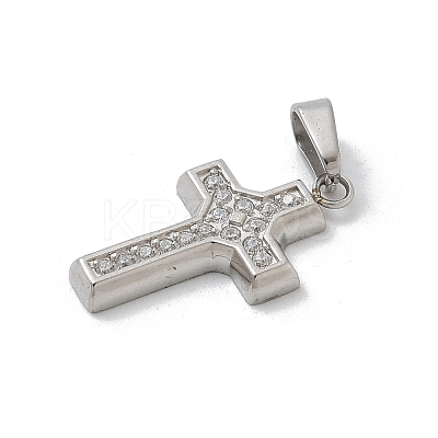 304 Stainless Steel Micro Pave Cubic Zirconia Pendants STAS-Z107-08P-12-1