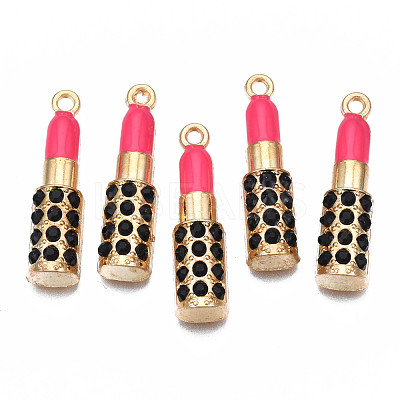 Rack Plating Alloy Enamel Rhinestone Pendants ENAM-T011-117A-1