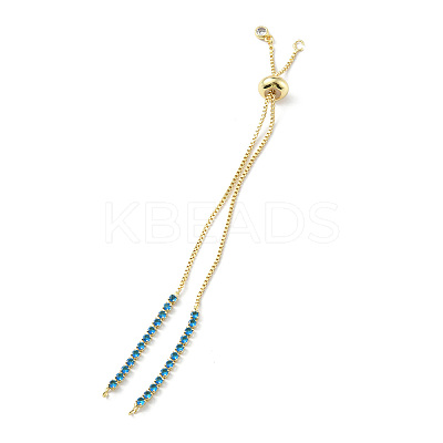 Brass Micro Pave Cubic Zirconia Box Chain Slider Bracelet Makings KK-P233-10G-1