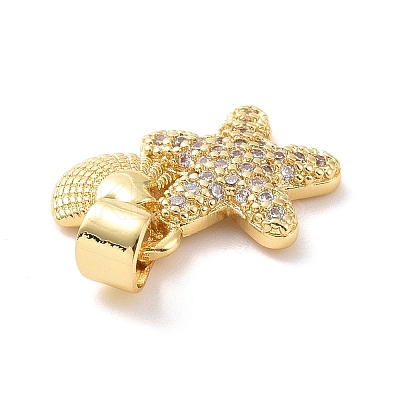 Brass Micro Pave Cubic Zirconia Charms LS-KK-G444-02G-01-1