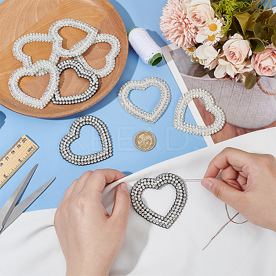 9Pcs 3 Colors Heart Non-woven Fabric Sew on Appliques PATC-FG0002-03-1