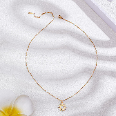 1pc 304 Stainless Steel Sun Pendant Necklaces NJEW-LP0001-47-1