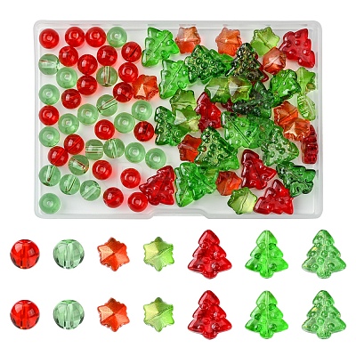 80Pcs 7 Styles Transparent Glass Beads Strands EGLA-FS0001-45-1