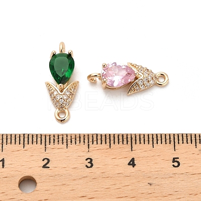 Glass Teardrop Connector Charms KK-M314-14KCG-1