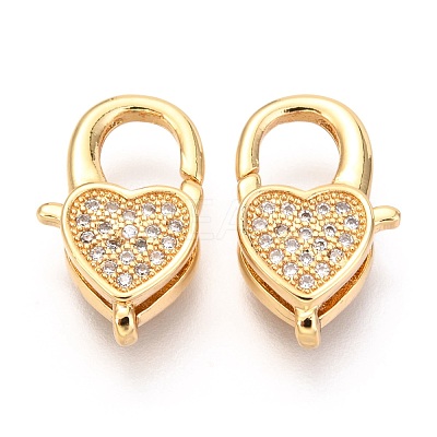 Brass Micro Pave Cubic Zirconia Lobster Claw Clasps ZIRC-O038-26G-1