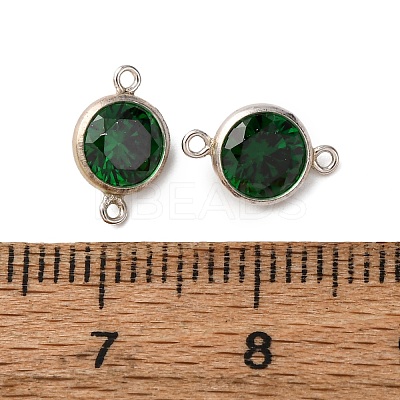 925 Streling Silver Pave Cubic Zirconia Birthstone Connector Charms STER-NH0001-80P-05-1