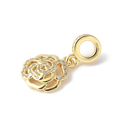 Brass Micro Pave Cubic Zirconia European Dangle Charms ZIRC-I071-23G-1