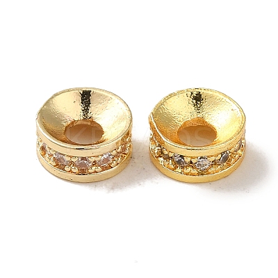 Rack Plating Brass Pave Clear Cubic Zirconia Spacer Beads KK-M285-15G-1