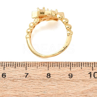 Brass Micro Pave Cubic Zirconia Cuff Open Rings for Women CU-CBAED05-02G-1