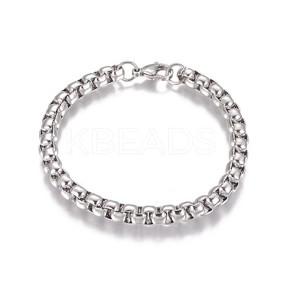 Tarnish Resistant 304 Stainless Steel Box Chain Bracelets BJEW-I274-10S-1