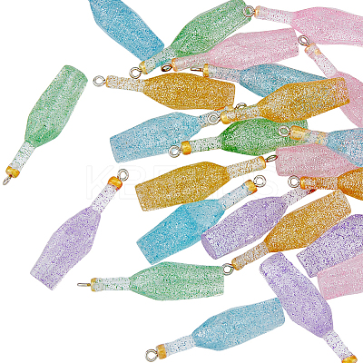 50Pcs 5 Colors Transparent Resin Pendants RESI-HY0001-13-1