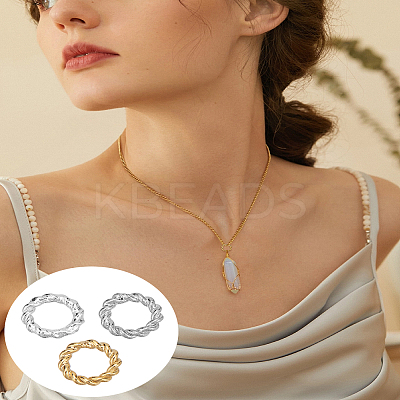 6Pcs 3 Colors 304 Stainless Steel Closed Jump Rings STAS-LP0004-80-1