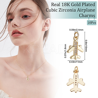 10Pcs Brass Micro Pave Clear Cubic Zirconia Pendants ZIRC-BBC0001-27-1