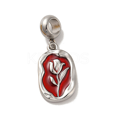 304 Stainless Steel FireBrick Enamel European Dangle Charms STAS-G308-30P-1