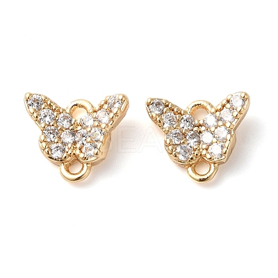 Brass Pave Clear Cubic Zirconia Connector Charms KK-G503-34G-1