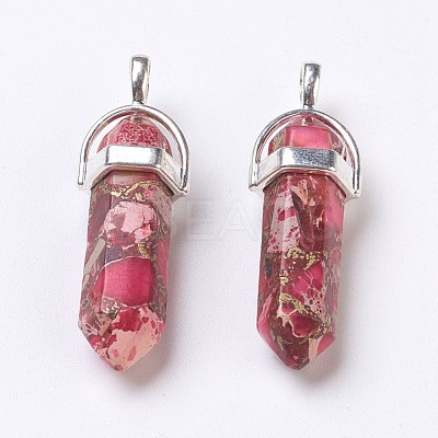 Synthetic Regalite/Imperial Jasper/Sea Sediment Jasper Pointed Pendants G-I203-E-1