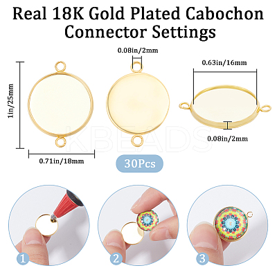 30Pcs 304 Stainless Steel Cabochon Connector Settings STAS-BBC0004-67A-G-1