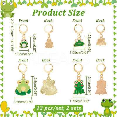 Alloy Enamel Frog Pendant Locking Stitch Markers HJEW-AB00070-1
