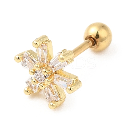 Brass Micro Pave Clear Cubic Zirconia Stud Earrings EJEW-L265-08G-1