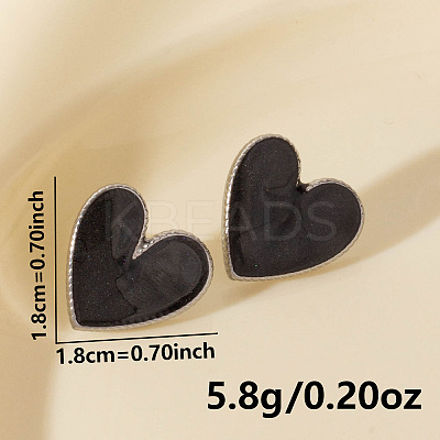 Fashionable 304 Stainless Steel Heart Stud Earrings JW1636-1-1