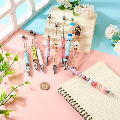 6Pcs 6 Styles Printed Plastic Ball-Point Pen AJEW-TA0001-82-1