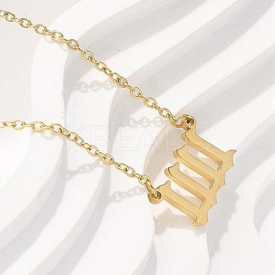 304 Stainless Steel Number 11:11 Pendant Necklaces NJEW-NH0002-01G-04-1