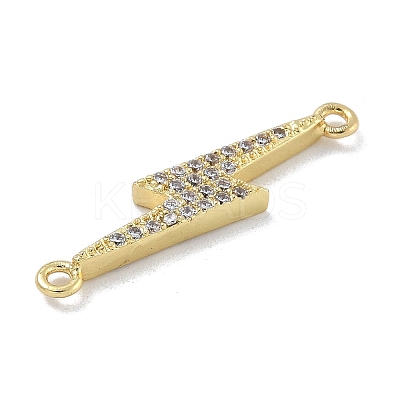 Rack Plating Brass Micro Pave Clear Cubic Zirconia Lightning Bolt Connector Charms KK-A234-067G-1