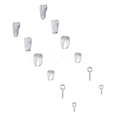 304 Stainless Steel Snap On Bails & Screw Eye Pin Peg Bails Sets STAS-UN0010-77P-1